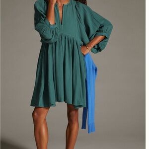 Sundry (Anthro) Teal Button-Up Dress